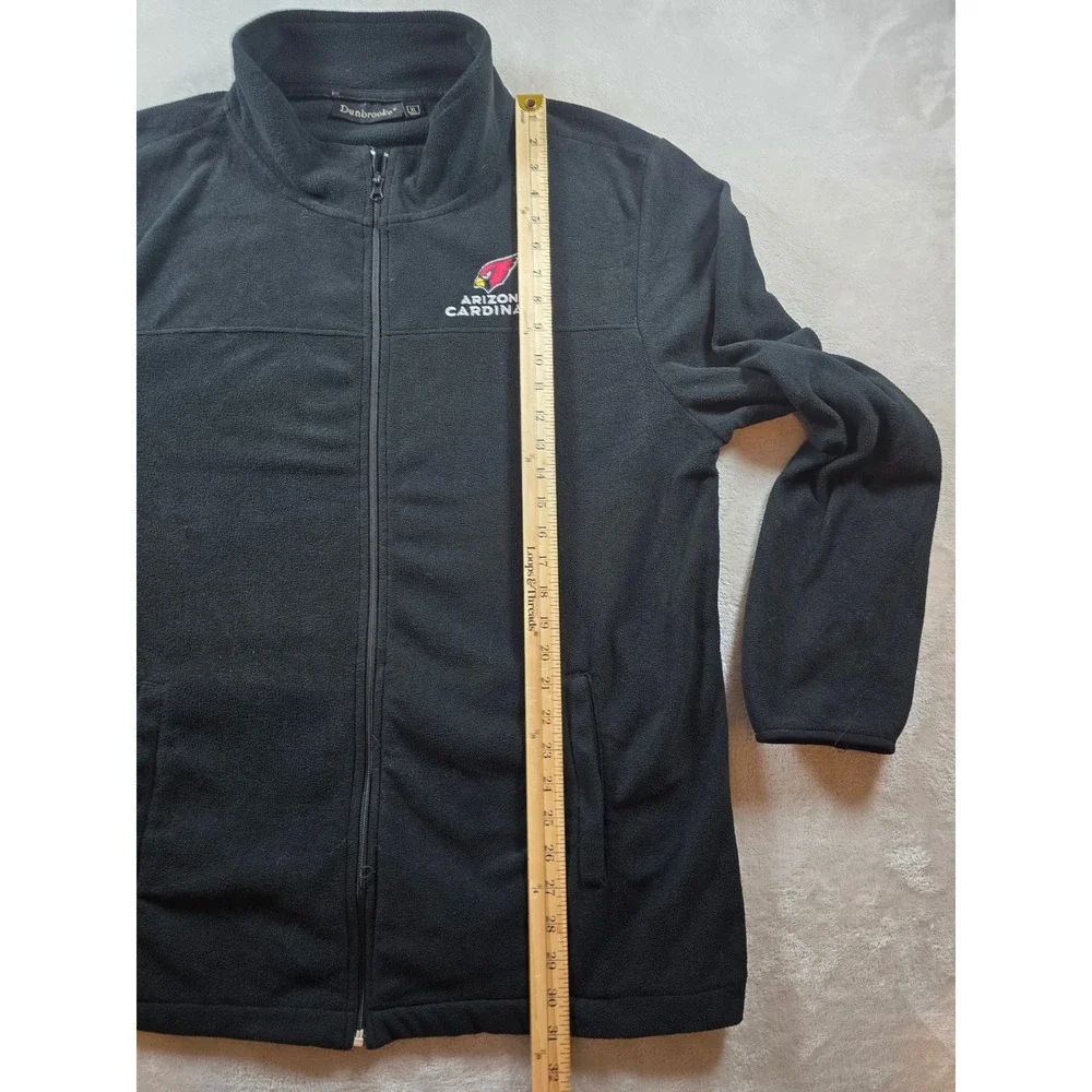 Arizona Cardinals Jacket Mens XL Black Full‎ Zip Fleece Pockets Dunbrooke NFL